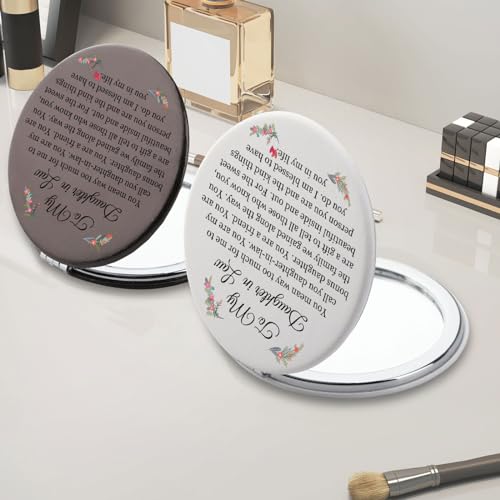 PLITI Daughter in Law Gift to My Daughter in Law Wedding PU Leather Compact Mirror from Mother in Law Father in Law (Daughter in Law LCM)
