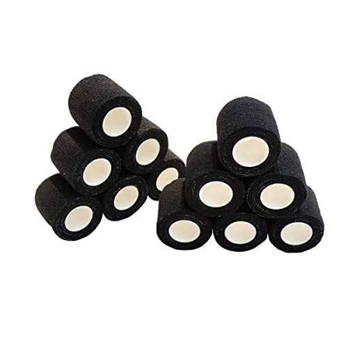 Tattoo Grip Tape Wrap Cover Tattoo Bandage 12pcs 2 Inches x 5 Yards Disposable Cohesive Nonwovens Elastic Movement Self-Adhesive (12 Rolls, 2-Inches Black)
