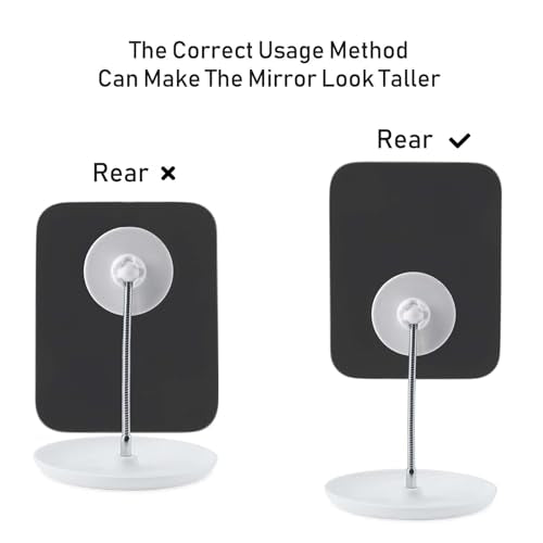 LFOYOU Table Vanity Mirror with Stand - Makeup Mirror for Desk - Adjustable Flexible Gooseneck, 360¡ÆRotation Folding Portable Bathroom Shaving Cosmetic Mirror Square