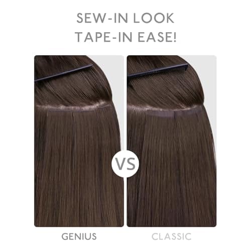 WENNALIFE Genius Seamless Tape in Hair Extensions Real Human Hair, 20 Inch 50g 20 pcs Light Blonde Highlighted Golden Blonde Tape in Hair Extensions Remy Hair Luxury Invisible Straight Hair Hand Tied