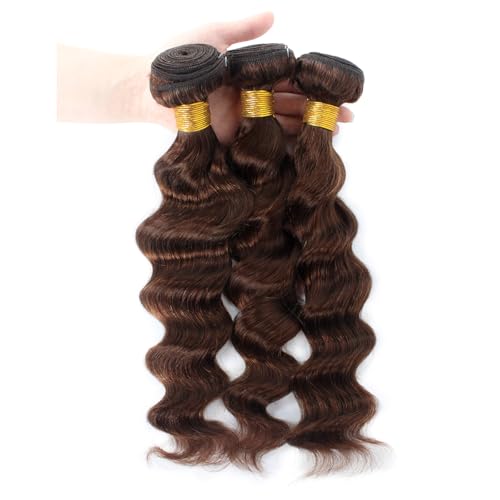 Bundles Human Hair Chocolate Brown Loose Wave Human Hair Bundles 14 16 18 Inch 12A 100% Unprocessed Brazilian Virgin Hair Loose Deep Wave 3 Bundles Remy Human Hair Extension 4# Color