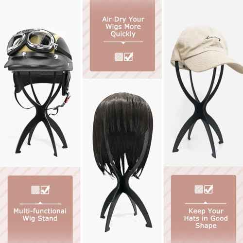 Dreamlover Wig Stand, Wig Head Stand, Wig Holder for Multiple Wigs, Black, 3 Pack
