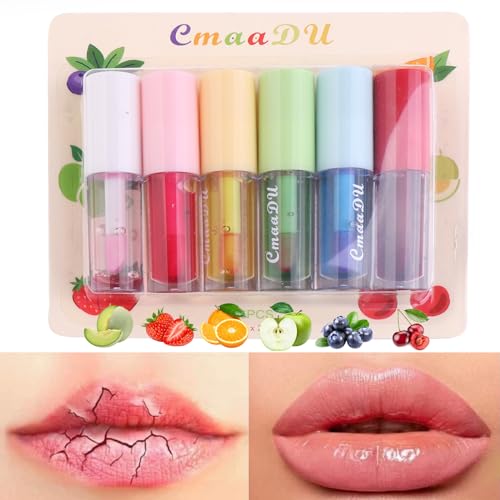 FantasyDay Plumping Lip Oil Set, Clear Lip Gloss for Lip Care, Fruit Flavour Hydrating Lip Glow Oil Toot Lip Oil, Nourishing, Non-sticky