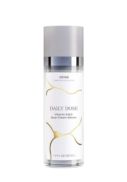 ESTAS Beauty Scar Cream -Daily Vitamin E & C with Silicone, 1 oz -Effective for Old & New Scars on Face & Body, Ideal for Surgical, Burn, C-Section & Acne Scars, Vegan + Cruelty Free, Fragrance Free