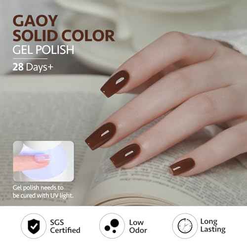GAOY Nude Brown Gel Nail Polish Set, 6 Colors Beige Chocolate Caramel, UV Cure Gel for DIY Manicure at Home