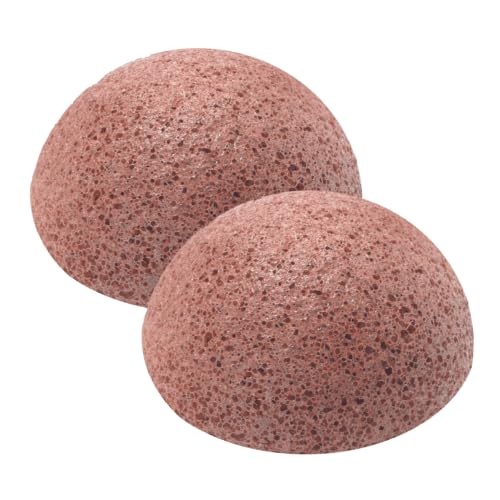 MZ Skin Natural Konjac Sponge Duo Pack of 2 – French Red Clay Infused Facial Cleansing & Gentle Exfoliating Sponges, Removes Dirt & Makeup, Includes Jelly Travel Pouch