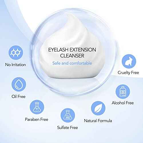 Eyelash Extension Cleanser Lash Shampoo Eyelash Extension Shampoo Lash Foam Cleanser Eyelid Cleanser for Makeup Remover Eyelash Care, Paraben & Sulfate Free for Salon and Home Use (Original 600ml)