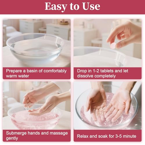 Manicure Spa Balls 8oz -Rose Soak Balls Moisturizing Tablets Cuticle Soften Bombas Efervescentes Para Pedicure Spa Nail Supplies Tools for Hand Soak Pedicure Soak Nail Care Nail Salon£¨80count£©