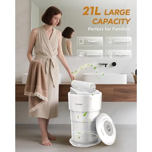 Foldable Towel Warmer for Bathroom, 21L Large Capacity Hot Towel Warmer - Fits 2 Oversized Towels, Blankets, Bathrobes, Spa-Like Towel Heater with 4 Timers, Auto Shut Off and Ambient Lighting