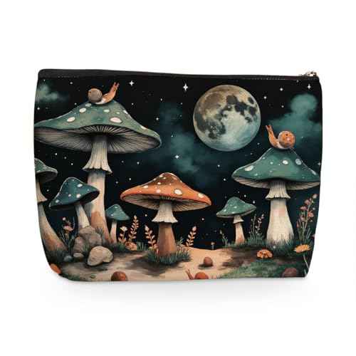 Wenboco Mushroom Makeup Bag, Mushroom Gifts Travel Makeup Case Cosmetic Bags for Women, Portable Pouch Purse Travel Essentials Toiletries Accessories, Christmas Birthday Gifts
