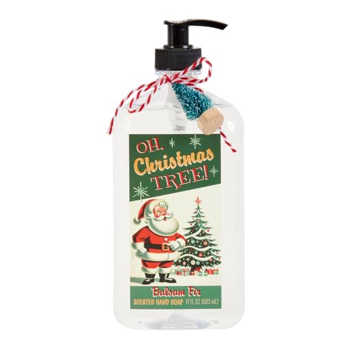 San Francisco Soap Company Mid Century Santa Hand Soap (17 Fl oz) | Balsam Fir | Dye-Free Hand Soap | Perfect Holiday Gift | Unisex