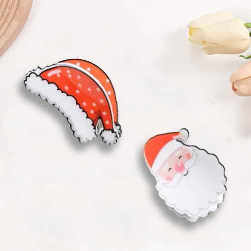 2 Pcs Christmas Hair Clips Cartoon Santa Claus & Red Santa Hat Hair Accessories Xmas Cosplay Party Theme Styling Hair Claw Clips for Girls Women