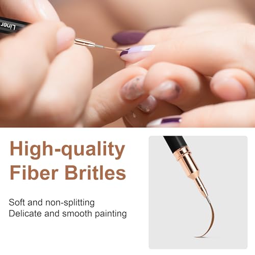 Artdone Metallic Nail Art Pens, Liner Brushes Set, 5PCS Black Color Nail Tools For Long Lines, Thin Details, Fine Drawing, Liner Brush UV Gel Polish Painting Nail Design Sizes 5/8/12/20/25mm