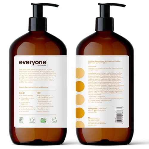 Everyone 2-in-1 Lotion for Hands/Body, 32 ounce (Pack of 2) Coconut and Lemon made with Essential Oils for Men and Women