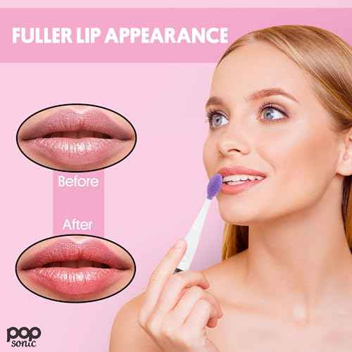 Lip Exfoliator w/AAA Battery (Lavender) - Silicone Lip Brush for Dry, Chapped, & Chafing Lips - Soft Bristle Lip Brush Exfoliating Tool for Smooth, Luscious Lips - Lip Products for Women & Men¡¦