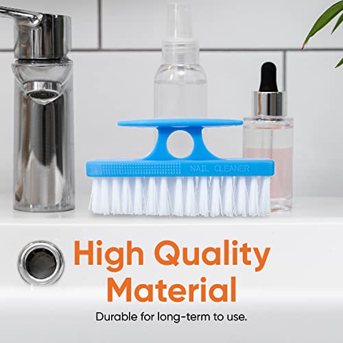 Superio Nail Brush Cleaner with Handle - Durable Brush Scrubber To Clean Toes, Fingernails, Hand Scrubber All Surface Cleaning, Blue Heavy Duty Scrub Brush Stiff Bristles, Easy To Hold
