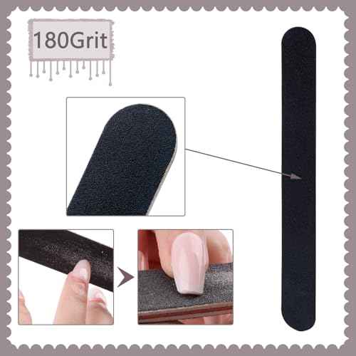 Nail File and Buffer Block, Professional Manicure Tools Kits, 100/180 Grit, Black Nail Pedicure File and Sanding Buffing Grinding Plisher File