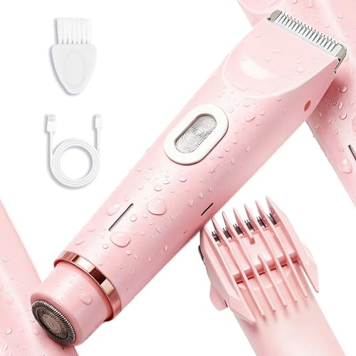 2-in-1 Bikini Trimmer for Women - IPX7 Waterproof & Painless Electric Razors for Bikini Line, Legs, Underarms, Face - Portable Cordless Shaver with Fast Charging | Ideal Christmas Gift for Women