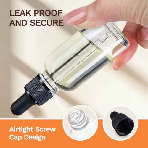 14 Pack, 1 oz Tincture Bottles with Dropper, Clear Glass Dropper Bottle with Stainless Steel Funnel, Pipettes & Labels, 30 ml Eye Dropper Bottles leakrproof For Essential Oils Serums Hair Body Oils