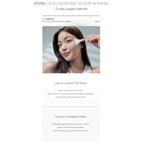 FINDIVE OFFICIAL PDRN CICA Exosome Serum in Mask, PDRN (Sodium DNA) 5,000ppm, Cica Exosome 1,000ppm, Marin Collagen, Soothes, Regenerates Skin, Korean Skincare 6.76fl.oz