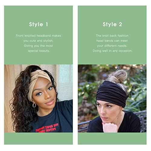 Tobeffect Wide Headbands for Women, 7'' Extra Large Turban Headband Boho Hairband Hair Twisted Knot Accessories, 6 Pack
