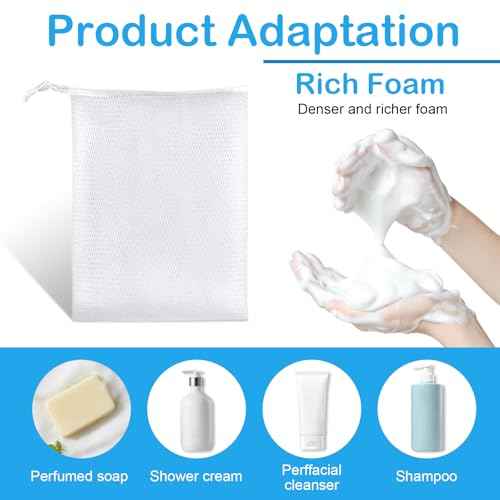 40pcs Mesh Soap Bags for Soap Bars, Exfoliating Bubble Mesh Net Bars with Drawstring for Shower Face Cleansing