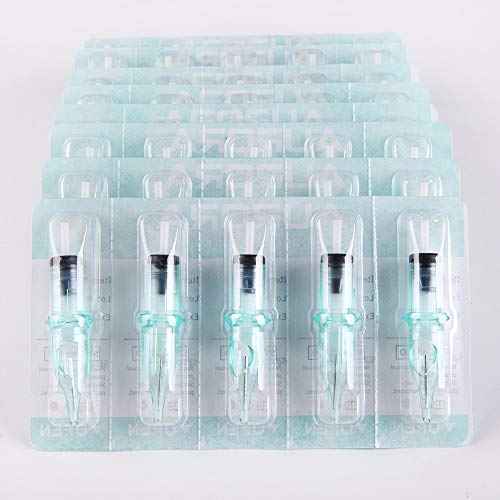 One Tattoo World 50-Pack Assorted size (10pcs each of 3RL, 5RL, 7RL, 9RL, 11RL) Premium Quality Disposable Tattoo Cartridge Needle for Rotary Pen Tattoo Machine, OTW-50-PN2