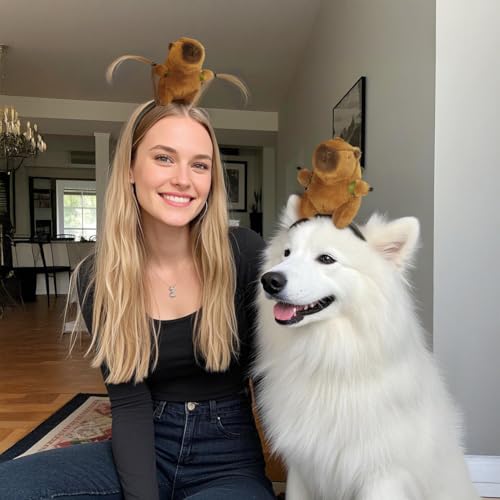 UQJE Capybara Headband Funny Stuffed Capybara Hairband Cute Plush Hairpin Headwear Accessories