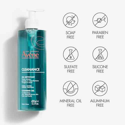 Av?ne Cleanance Cleansing Gel Soap Free Cleanser for Acne Prone, Oily, Face & Body, Alcohol-Free
