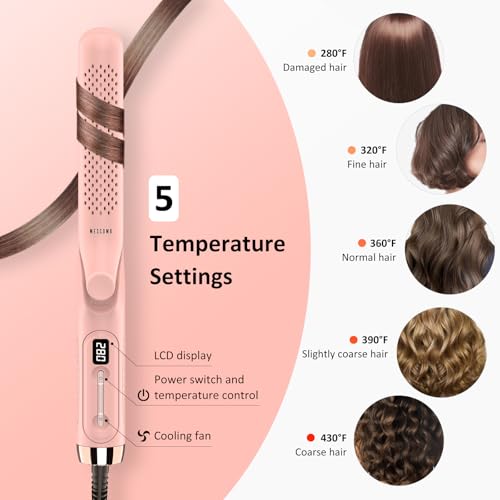 360¡Æ Airflow Styler ? 1 Inch 2-in-1 Hair Straightener & Curler with Vented Cool Air for Style Locking, Extra Long Flat Iron, Dual Voltage for European Travel