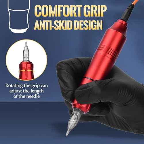 ATOMUS Tattoo Gun Machine Kit, Pen Style Tattoo Cartridge Machine with 14 Color 5ml Inks Power Supply 20pcs Tattoo Cartridge Needles Foot Pedal