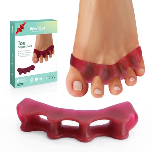 Welnove Toe Separator Bunion Corrector - 8 Pcs Gel Toe Straightener to Restore Hammertoes to Their Original Shape for Women Men, Toe Spacers for Gifts (S Sizes)