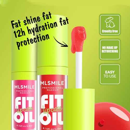 4 Colors Lip Oil Lip Glaze, Fat Lip Oil Hydrating Lip Glow Oil Big Brush Head Moisturizing Lip Gloss Long Lasting Nourishing Non-sticky Smooth Tinted Plumping Lip Oil (A#)