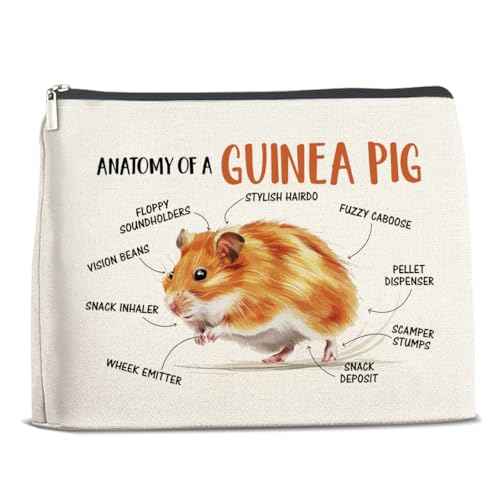 Funny Guinea Pig Gifts Makeup Bag for Women Girls, Birthday Christmas Gifts for Guinea Pig Animal Lovers Friends Besties Zipper Cosmetic Bag Travel Toiletry Pouch for Purse
