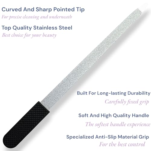 Professional Sapphire Black Nail File ? 6.7" Stainless Steel, Double-Sided Metal File, Ergonomic Non-Slip Handle, for Natural, Gel, Acrylic Nails, Manicure & Pedicure Tool