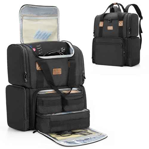 BAFASO Tattoo Backpack with 3 Inner Removable Pouches, Tattoo Case Holds Tattoo Stencil Printer and Tattoo Supplies (Bag Only), Black