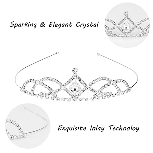 CURASA 4 Pack Princess Crown for Girls Silver Crystal Tiara for Kids Crown for Girls Rhinestone Headband Birthday Crowns for Women Hair Jewelry for Birthday Wedding, Prom, Pageant