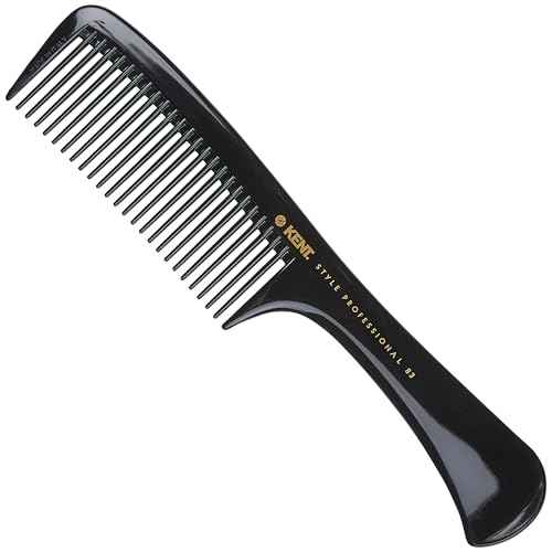 Kent SPC83 Black Salon-Style Barber Comb and Dressing Cutting Detangler with Wide Teeth - Professional Barber Wide Tooth Comb for Styling for Medium and Thick. Ergonomic Grip for Daily Use.