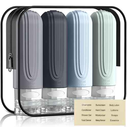 Travel Bottles for Toiletries, 3oz TSA Approved Travel Size Toiletries, Silicone Leak-Proof Refillable Containers, Squeezable Liquid Essentials Bottles W/Clear Bag (GRAY)