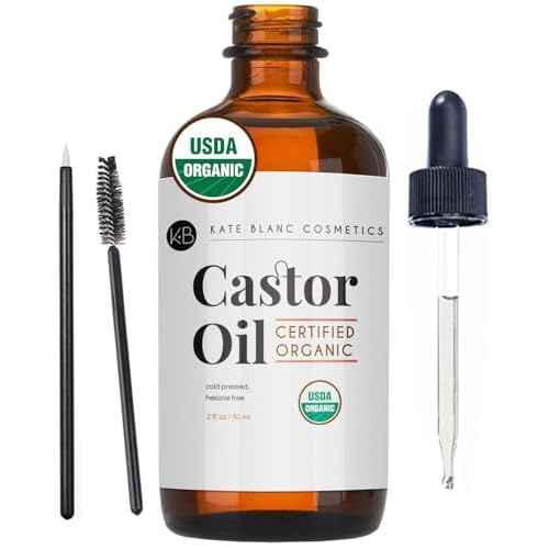 Kate Blanc Cosmetics Castor Oil Organic for Hair, Lashes, Face (2oz), 100% Pure, Cold Pressed, Hexane Free. Eyelash Serum for Thicker-Looking Eyelashes & Eyebrows