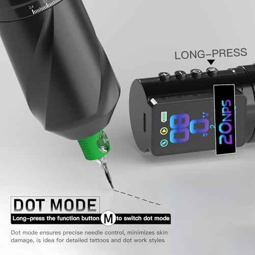 Wormhole Tattoo Gun Kit Wireless Tattoo Kit with 7 Adjustable Stroke 2,300mAh Power Tattoo Machine with Normal/Jump-Start/Dot Working Mode with LED Digital Display Professional Xtreme Tattoo Kit