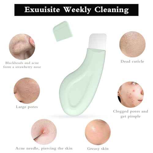 Blackhead Remover Tool, Silicone Face Scraper for Deep Cleansing, Skin Scrubber Face Spatula, Nose Blackhead Remover, Skin Care Tool for Men and Women (Green)