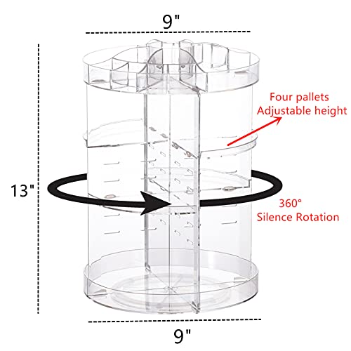 Cq acrylic Rotating Makeup Organizer,Adjustable Spinning Skincare Organizer for Vanity,Countertop,Clear Rotating Perfume Organizers,Bathroom Lazy Susan Organizer and Spin Skin Care Storage Rack,1 Pack
