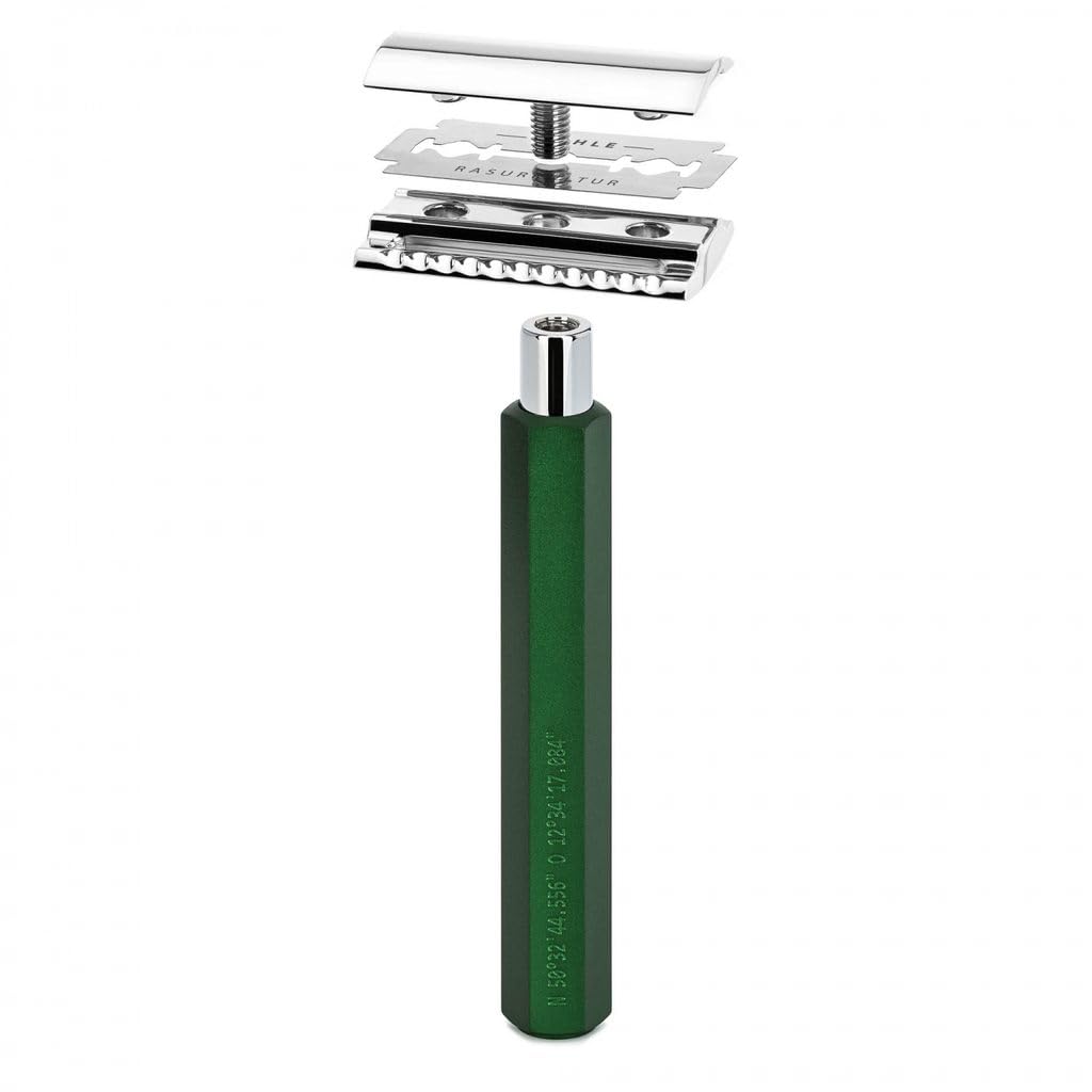 MÜHLE HEXAGON Forest Double Edge Safety Razor (Closed Comb) For Men - Perfect for Every Day Use, Barbershop Quality Close Smooth Shave