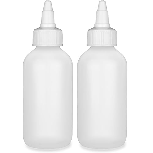 BRIGHTFROM Twist Top Applicator Bottles, Squeeze 4 OZ Empty Plastic Bottles, Refillable, Open/Close Nozzle - Multi Purpose (Pack of 2)