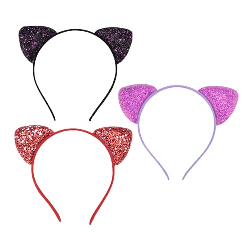 Cat Ear Headband Party Favors Cosplay Halloween Hairband Festival Hair Accessories for Women Holiday Headbands for Girls Christmas Headband Costume Glitter Ears Costume Headwear Halloween Head Bands