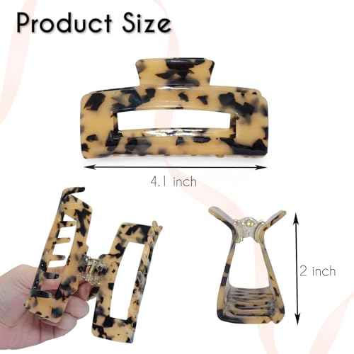 Large Claw Clips 4.1 IN Tortoise Acrylic Stylish Hair Accessories for Thick and Thin Hair 2pc Set Cute Clips for Women Teen Girls (2 Tortoise)