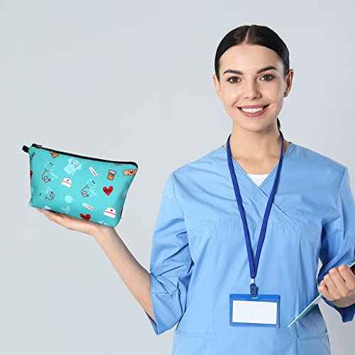 4 Pieces Nurses Cosmetic Bag Funny Teeth Makeup Bags Nurse Gift Makeup Bags Nurse Pouch Waterproof Toiletry Bag for Nurses Day Graduation Appreciation Gift Practitioner Supplies Women(Heart)