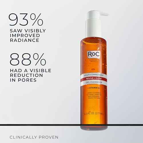 RoC Multi Correxion Revive + Glow Gel Vitamin C Cleanser, Face Wash, Facial Cleanser with Glycolic Acid, Paraben-Free, Sulfate-Free Skin Care - 6 Ounces