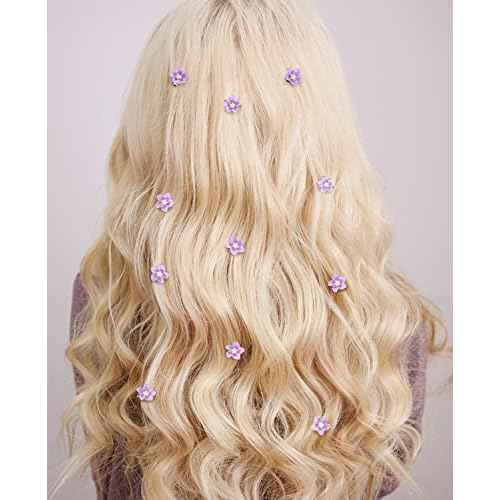 Wecoe 20 Pcs Decorative Hair Accessories - Small Purple Lily Hair Clips, Cute Mini Flowers for Girls, Toddlers, Women, Wedding